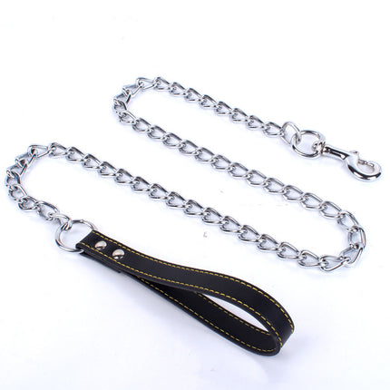 Chew Proof Metal Leash Chain Bite Dog Leash Comfortable Soft Padded Handle