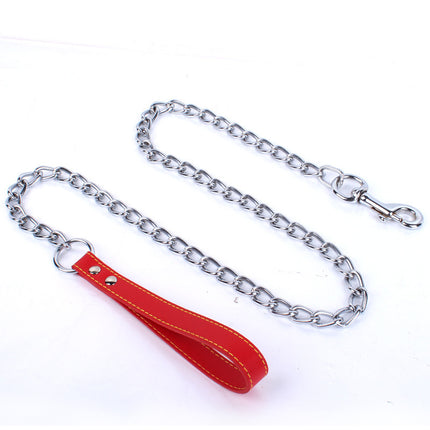 Chew Proof Metal Leash Chain Bite Dog Leash Comfortable Soft Padded Handle