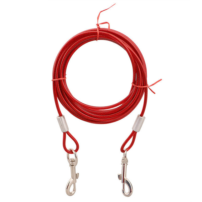 Double Heads Chew Resistant Leash Tie Out Cable Steel Wire Outdoor Strong Pet Safety Rope