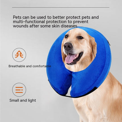 Dog Collar for After Surgery, Pet Inflatable Neck Collar Soft Protective Recovery Cone Model D