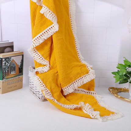 Cotton Gauze Blanket, Cotton Muslin Cloth Baby Bag Was Held By Lace Tassel Children's Blanket