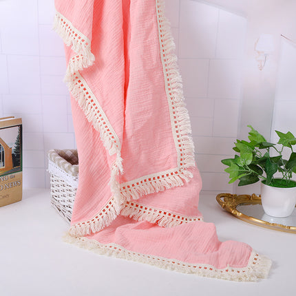 Cotton Gauze Blanket, Cotton Muslin Cloth Baby Bag Was Held By Lace Tassel Children's Blanket