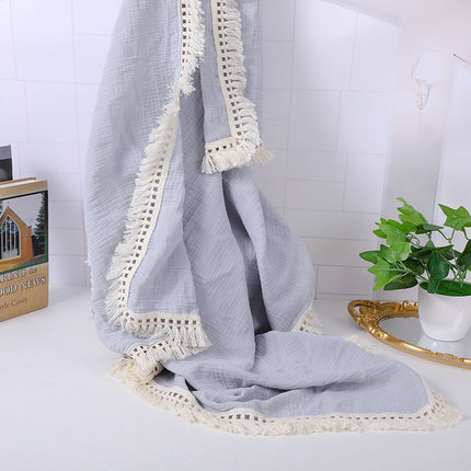 Cotton Gauze Blanket, Cotton Muslin Cloth Baby Bag Was Held By Lace Tassel Children's Blanket