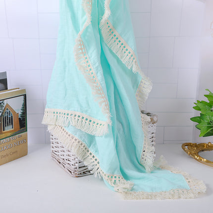 Cotton Gauze Blanket, Cotton Muslin Cloth Baby Bag Was Held By Lace Tassel Children's Blanket