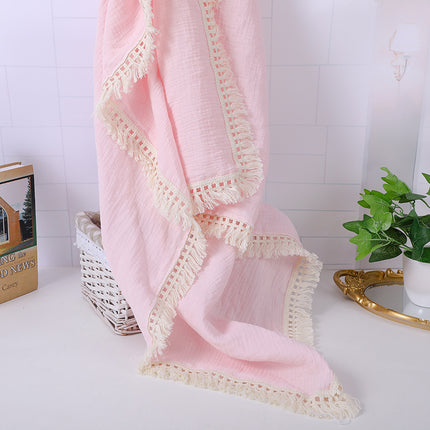 Cotton Gauze Blanket, Cotton Muslin Cloth Baby Bag Was Held By Lace Tassel Children's Blanket