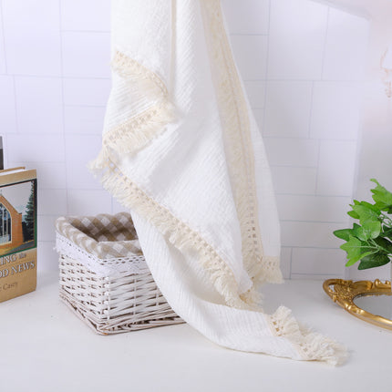 Cotton Gauze Blanket, Cotton Muslin Cloth Baby Bag Was Held By Lace Tassel Children's Blanket