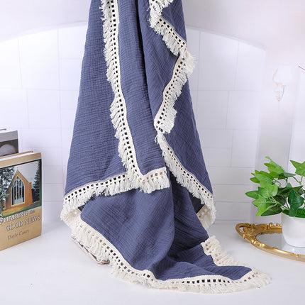 Cotton Gauze Blanket, Cotton Muslin Cloth Baby Bag Was Held By Lace Tassel Children's Blanket