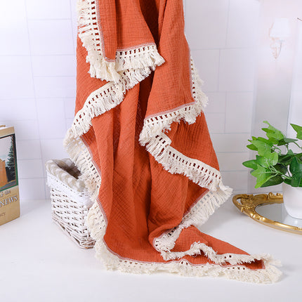 Cotton Gauze Blanket, Cotton Muslin Cloth Baby Bag Was Held By Lace Tassel Children's Blanket