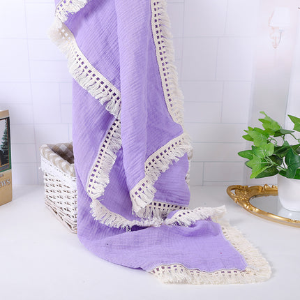 Cotton Gauze Blanket, Cotton Muslin Cloth Baby Bag Was Held By Lace Tassel Children's Blanket