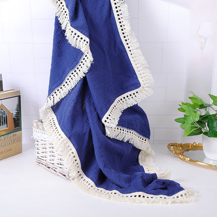 Cotton Gauze Blanket, Cotton Muslin Cloth Baby Bag Was Held By Lace Tassel Children's Blanket