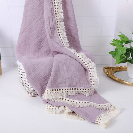 Cotton Gauze Blanket, Cotton Muslin Cloth Baby Bag Was Held By Lace Tassel Children's Blanket