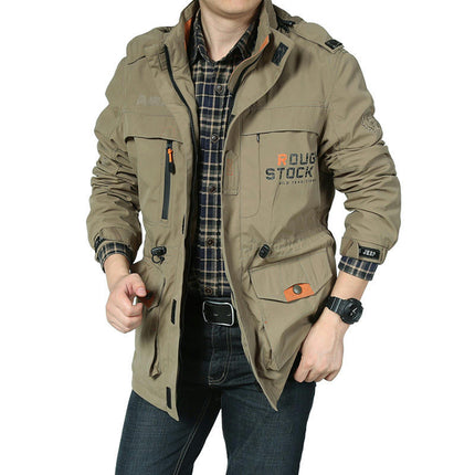 Men's Full-Zip Removable Hooded Mid-Long Parka Jacket Coat