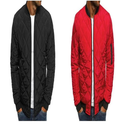 Quilted Cotton Men' Solid Color Pocket Standing Collar jackets