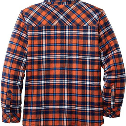 Men's Sherpa Lined Cotton Flannel Shirt Jacket Plaid Button Up Jacket Coat for Men with Pocket