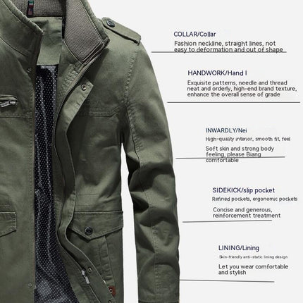 Men's Jackets Military Jackets Cargo Jackets with Multi Pockets