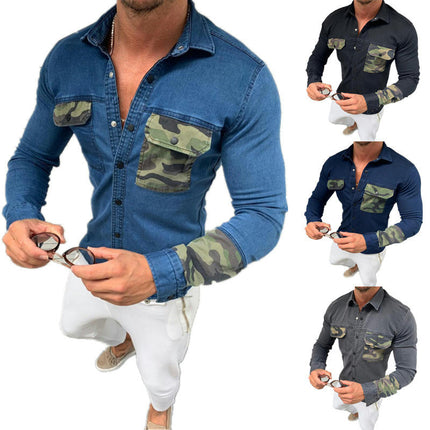 Fashion Men's Denim Jacket Washed Classic Casual Slim Fit Trucker