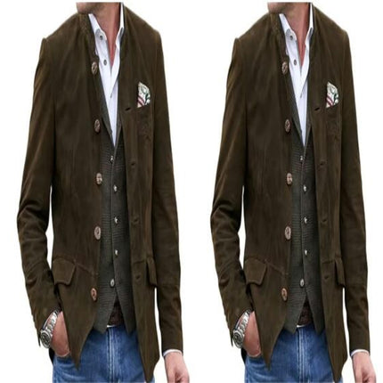 Men's Classic Casual Leather Jacket Suede Winter Coat