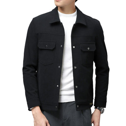 Men's Corduroy Jackets Long Sleeve Casual Button-Up Jacket with Pocket