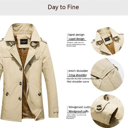 Men's Cotton Jackets Winter Fleece Lined Casual Warm Cargo Coat Jacket with Pocket