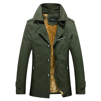 Men's Cotton Jackets Winter Fleece Lined Casual Warm Cargo Coat Jacket with Pocket