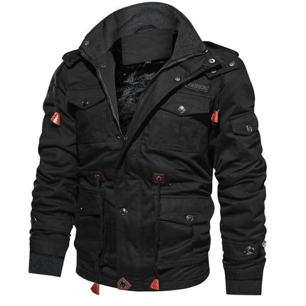 Winter Jackets For Men Fleece Lined Coat Cotton Hooded Thermal Jacket