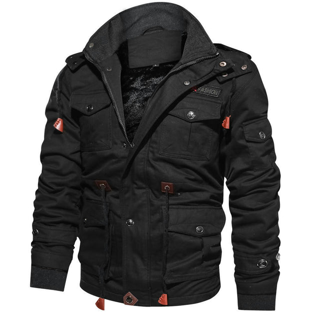 Winter Jackets For Men Fleece Lined Coat Cotton Hooded Thermal Jacket