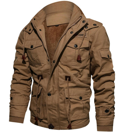 Winter Jackets For Men Fleece Lined Coat Cotton Hooded Thermal Jacket