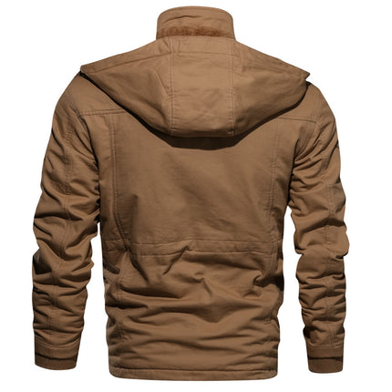 Winter Jackets For Men Fleece Lined Coat Cotton Hooded Thermal Jacket