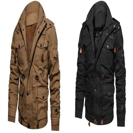 Winter Jackets For Men Fleece Lined Coat Cotton Hooded Thermal Jacket