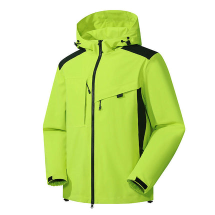 Men's Waterproof Softshell Jacket Lightweight Hooded Jacket with Zipper Pockets for Outdoor