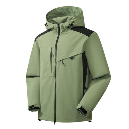 Men's Waterproof Softshell Jacket Lightweight Hooded Jacket with Zipper Pockets for Outdoor