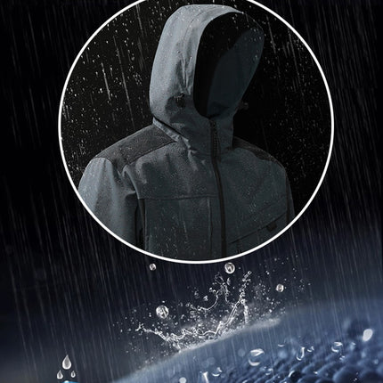 Men's Waterproof Softshell Jacket Lightweight Hooded Jacket with Zipper Pockets for Outdoor