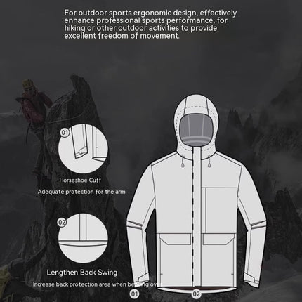 Men's Waterproof Softshell Jacket Lightweight Hooded Jacket with Zipper Pockets for Outdoor