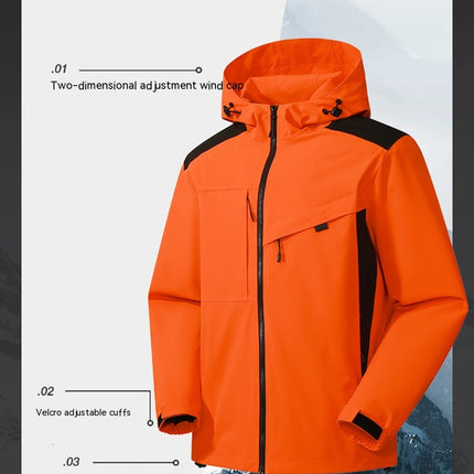 Men's Waterproof Softshell Jacket Lightweight Hooded Jacket with Zipper Pockets for Outdoor