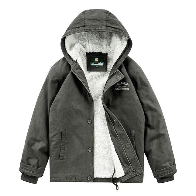 Men's Thick Winter Jackets Fleece Lined Thick Jackets Hood Jackets Coat Cotton with Pockets