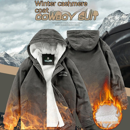 Men's Thick Winter Jackets Fleece Lined Thick Jackets Hood Jackets Coat Cotton with Pockets