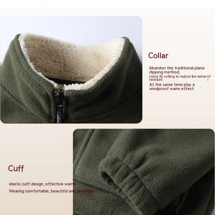 Men's Winter Sherpa Lined Fleece Parka Jacket Windproof Coat Stand Collar Jacket