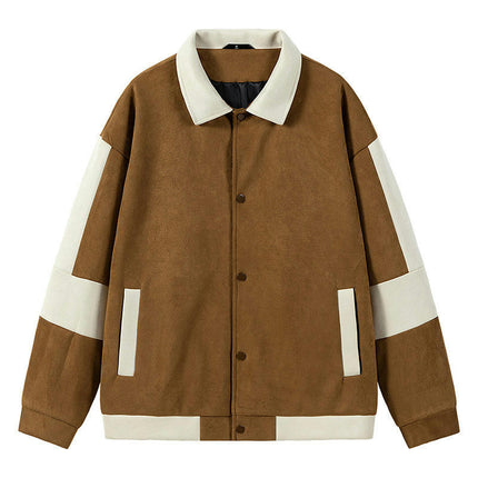 Men's Varsity Jacket Color Block Long Sleeve Baseball Jacket Coat