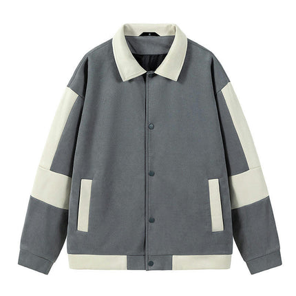 Men's Varsity Jacket Color Block Long Sleeve Baseball Jacket Coat