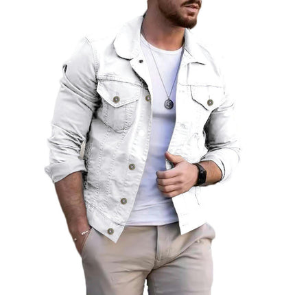 Men's Casual Classic Denim Jacket Slim Fit Fashion Jean Coat