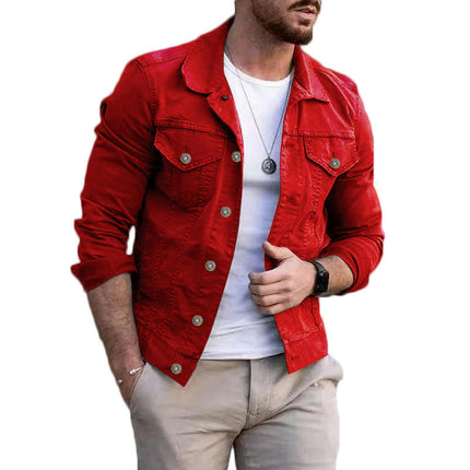 Men's Casual Classic Denim Jacket Slim Fit Fashion Jean Coat