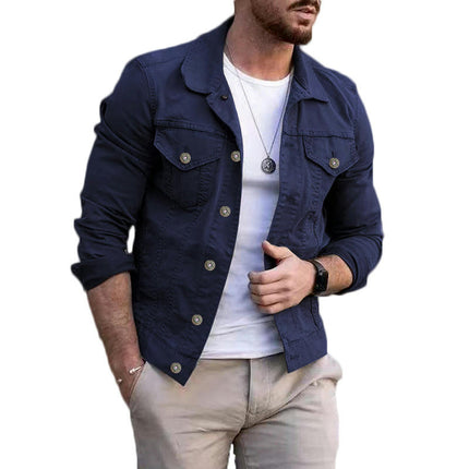 Men's Casual Classic Denim Jacket Slim Fit Fashion Jean Coat