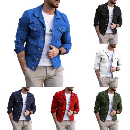 Men's Casual Classic Denim Jacket Slim Fit Fashion Jean Coat