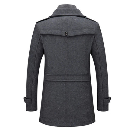 Men's Layered Collar Single Breasted Lined Wool Blend Pea Coats