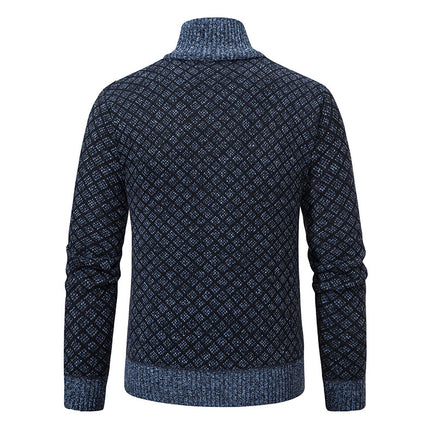 Men's Cardigan Sweaters Full Zip Up Stand Collar Slim Fit Casual Knitted Sweater Jacket