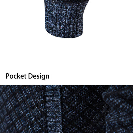 Men's Cardigan Sweaters Full Zip Up Stand Collar Slim Fit Casual Knitted Sweater Jacket