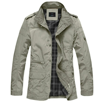 Men Long Coat For Spring Autumn Thin Windbreaker Casual Jacket