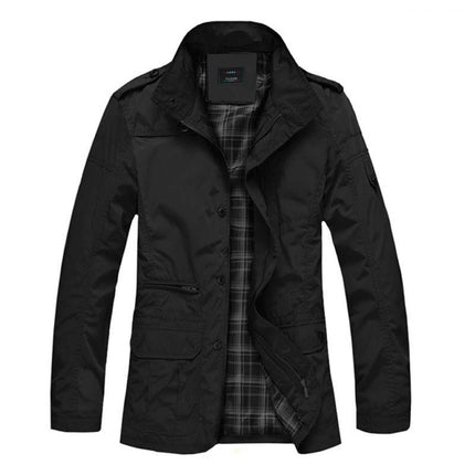 Men Long Coat For Spring Autumn Thin Windbreaker Casual Jacket