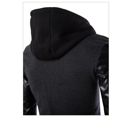 Men's Solid Color Hooded Zipper Jackets Casual Long Sleeves Coats