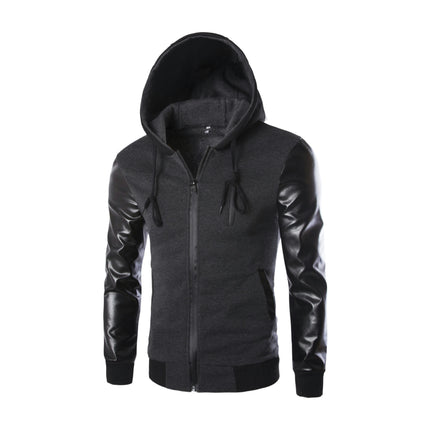 Men's Solid Color Hooded Zipper Jackets Casual Long Sleeves Coats